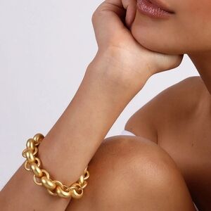 Emma Pills Lucien Bracelet Gold Matte 18k Goldplated Size 8" New